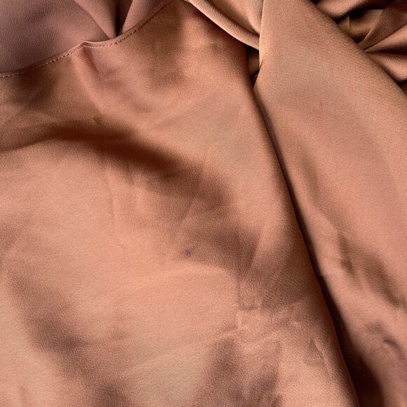 Sirapop Sara Satin Asymmetric Side-Drape Midi Dress in Camel NWTI – Size Small - Picture 8 of 17